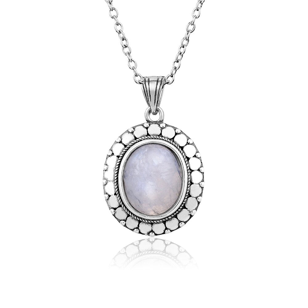 Collier en Pierre de Lune de 10x12mm Bijoux d'âmes