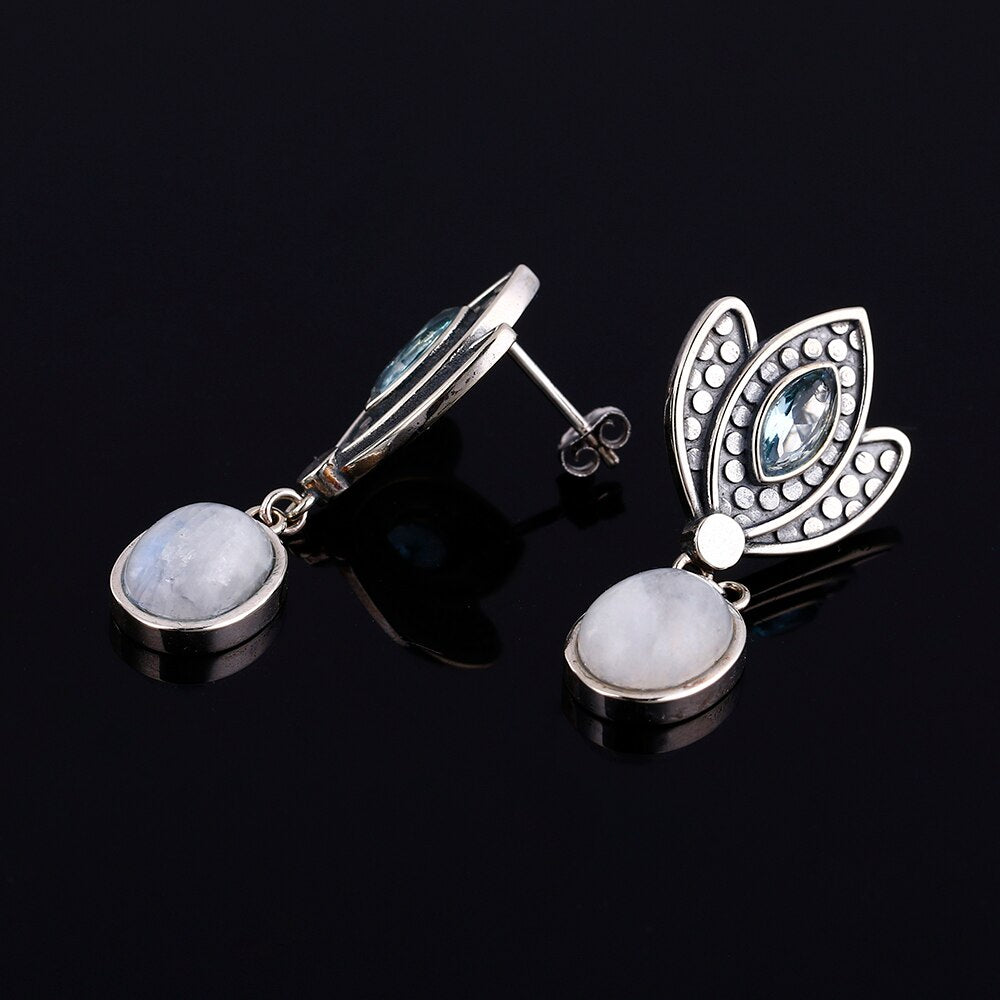 Boucles d'oreilles Pierre de Lune de 8x10mm Bijoux d'âmes