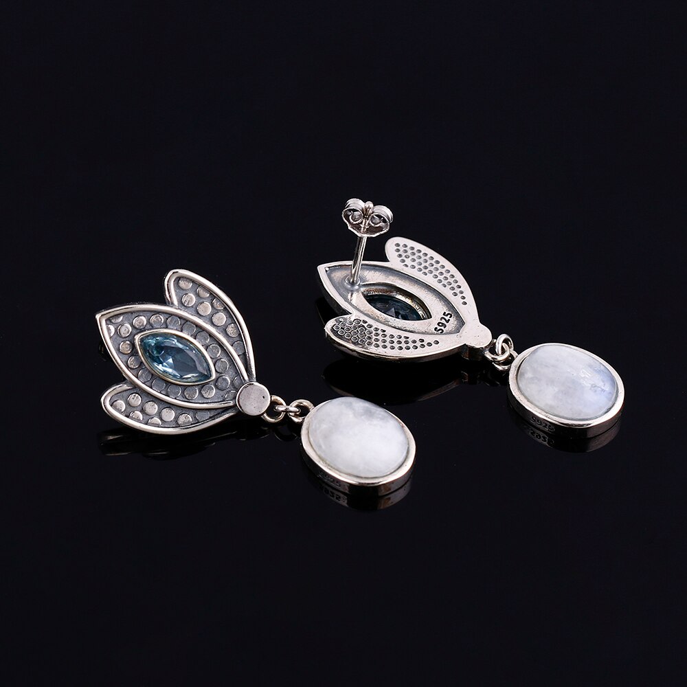 Boucles d'oreilles Pierre de Lune de 8x10mm Bijoux d'âmes