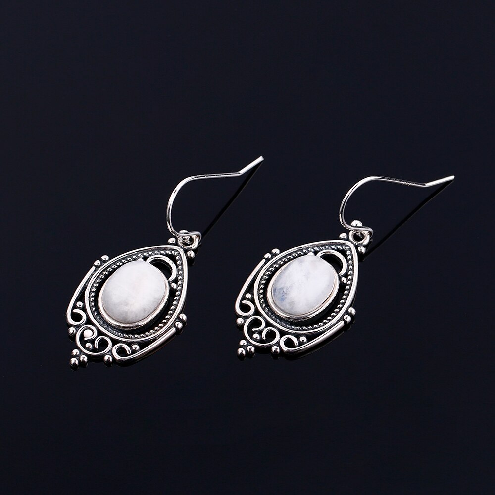 Boucles d'oreilles en Pierre de Lune de 8x10mm Bijoux d'âmes