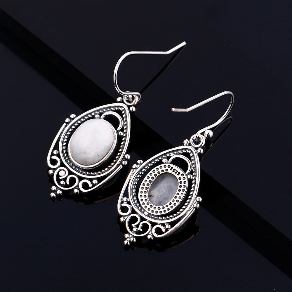 Boucles d'oreilles en Pierre de Lune de 8x10mm Bijoux d'âmes