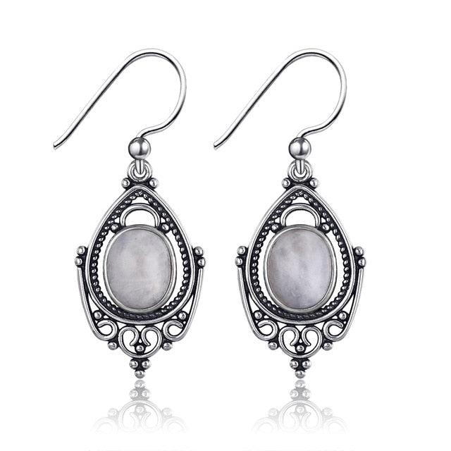 Boucles d'oreilles en Pierre de Lune de 8x10mm Bijoux d'âmes