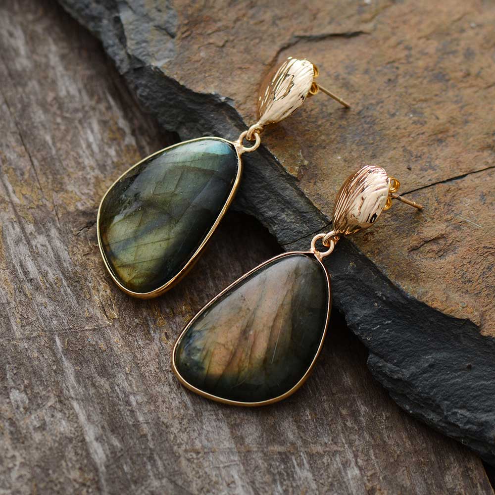 Boucles d'oreilles "Projection" en Labradorite Ma boutique