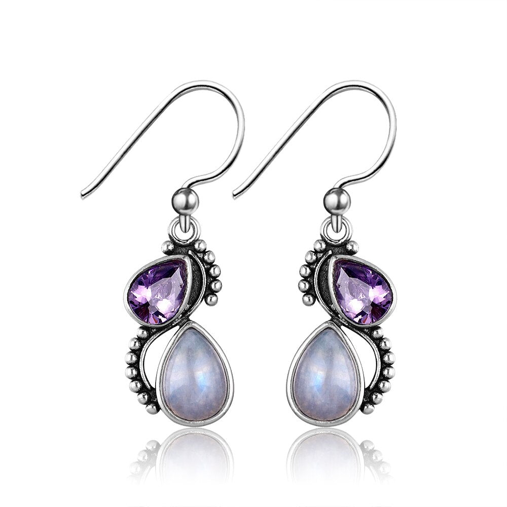 Boucles d'oreilles en Pierre de Lune de 6x9mm Bijoux d'âmes