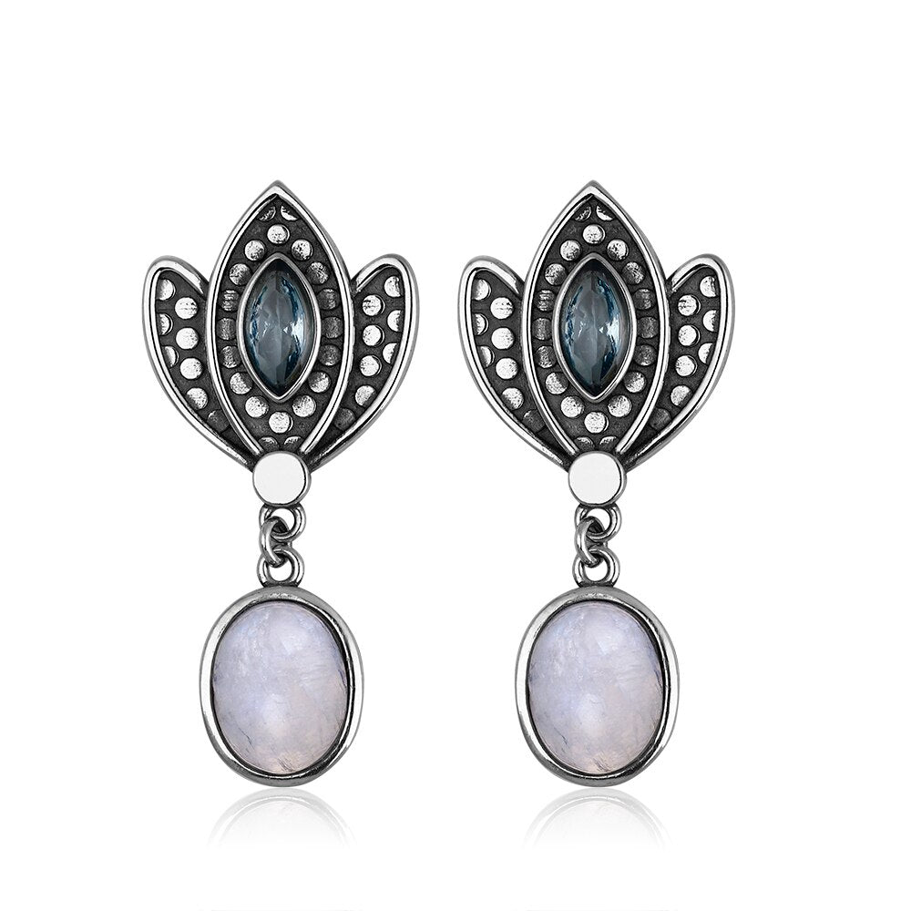 Boucles d'oreilles Pierre de Lune de 8x10mm Bijoux d'âmes