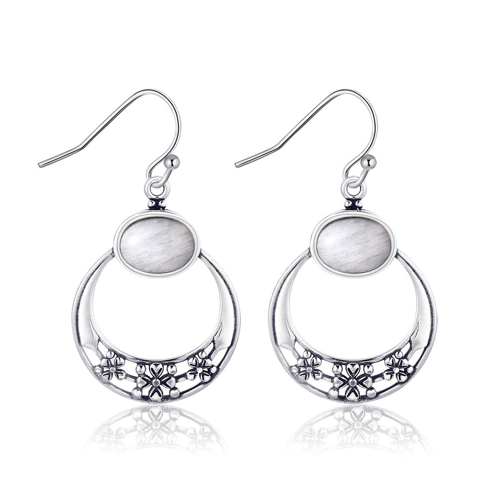 Boucles d'oreilles en Pierre de Lune de 6x8mm Bijoux d'âmes