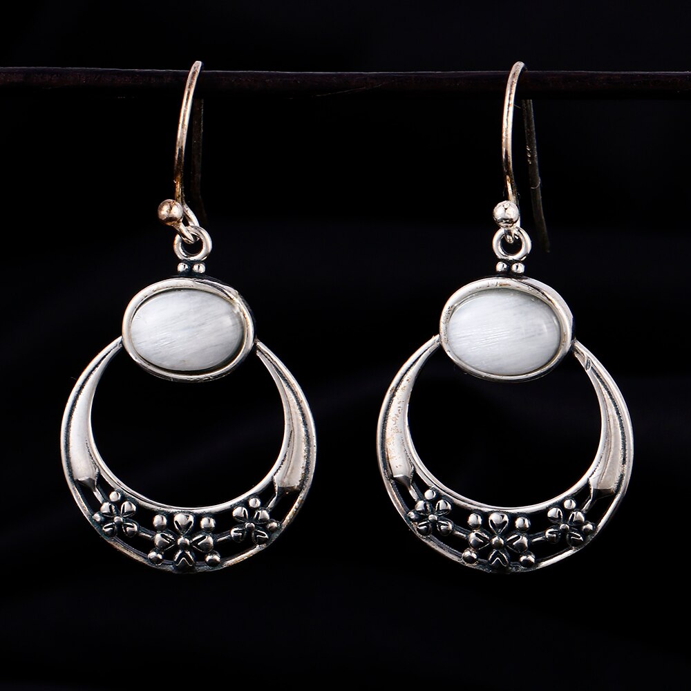 Boucles d'oreilles en Pierre de Lune de 6x8mm Bijoux d'âmes