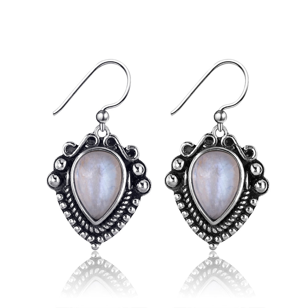 Boucles d'oreilles en Pierre de Lune de 8x11mm Bijoux d'âmes