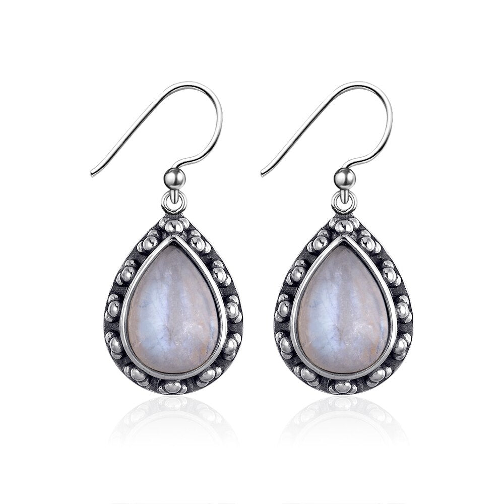 Boucles d'oreilles en Pierre de Lune de 10x14mm Bijoux d'âmes