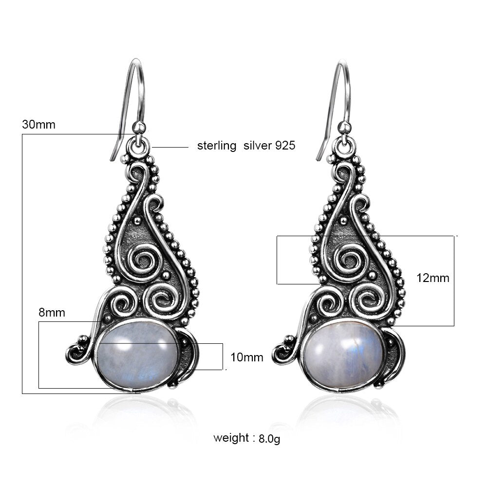 Boucles d'oreilles en Pierre de Lune de 8x10mm Bijoux d'âmes