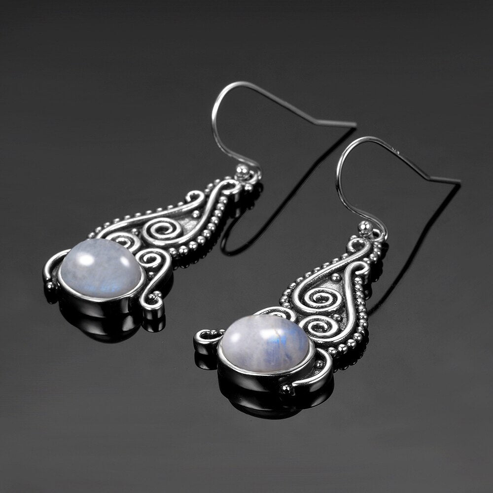 Boucles d'oreilles en Pierre de Lune de 8x10mm Bijoux d'âmes