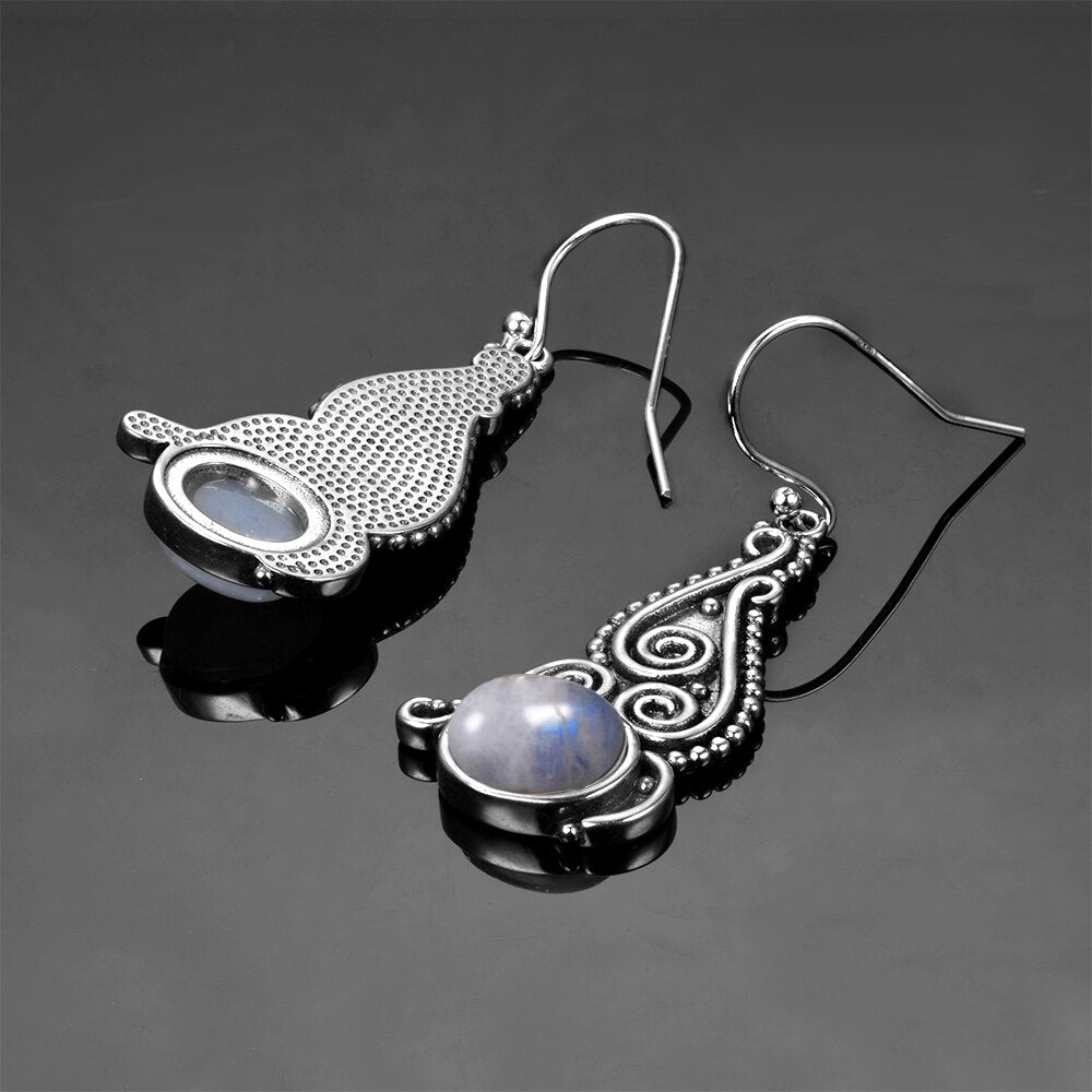 Boucles d'oreilles en Pierre de Lune de 8x10mm Bijoux d'âmes