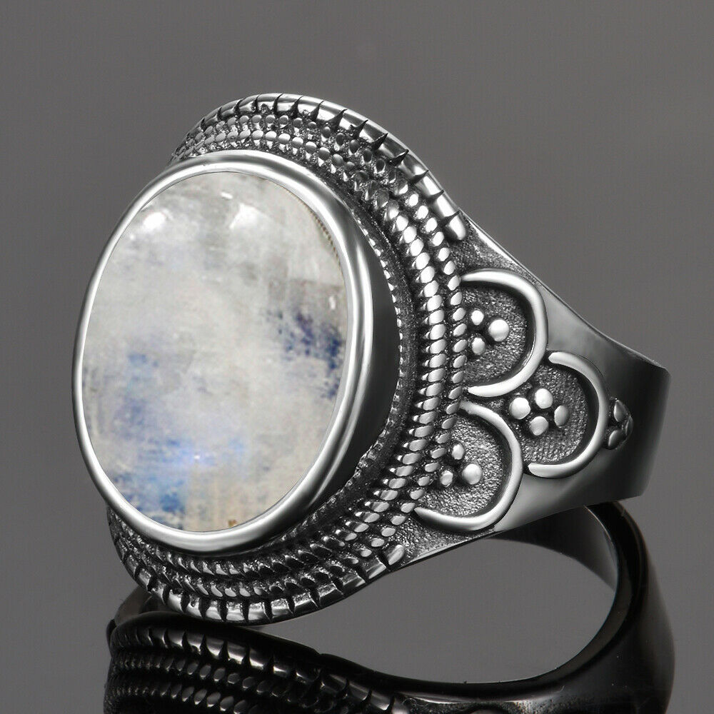 Bague en Pierre de Lune de 10x14mm Bijoux d'âmes