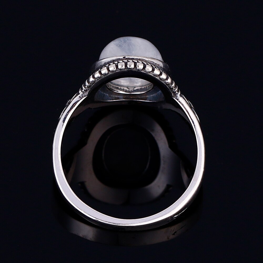 Bague en Pierre de Lune de 8x10mm et Argent S925 Bijoux d'âmes