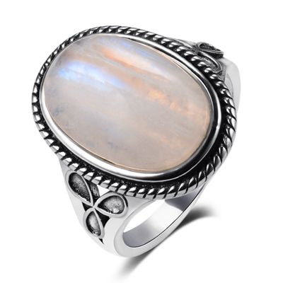 Bague en Pierre de Lune de 11x17mm Bijoux d'âmes