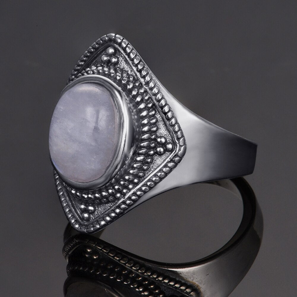 Bague en Pierre de Lune de 8x10mm Bijoux d'âmes