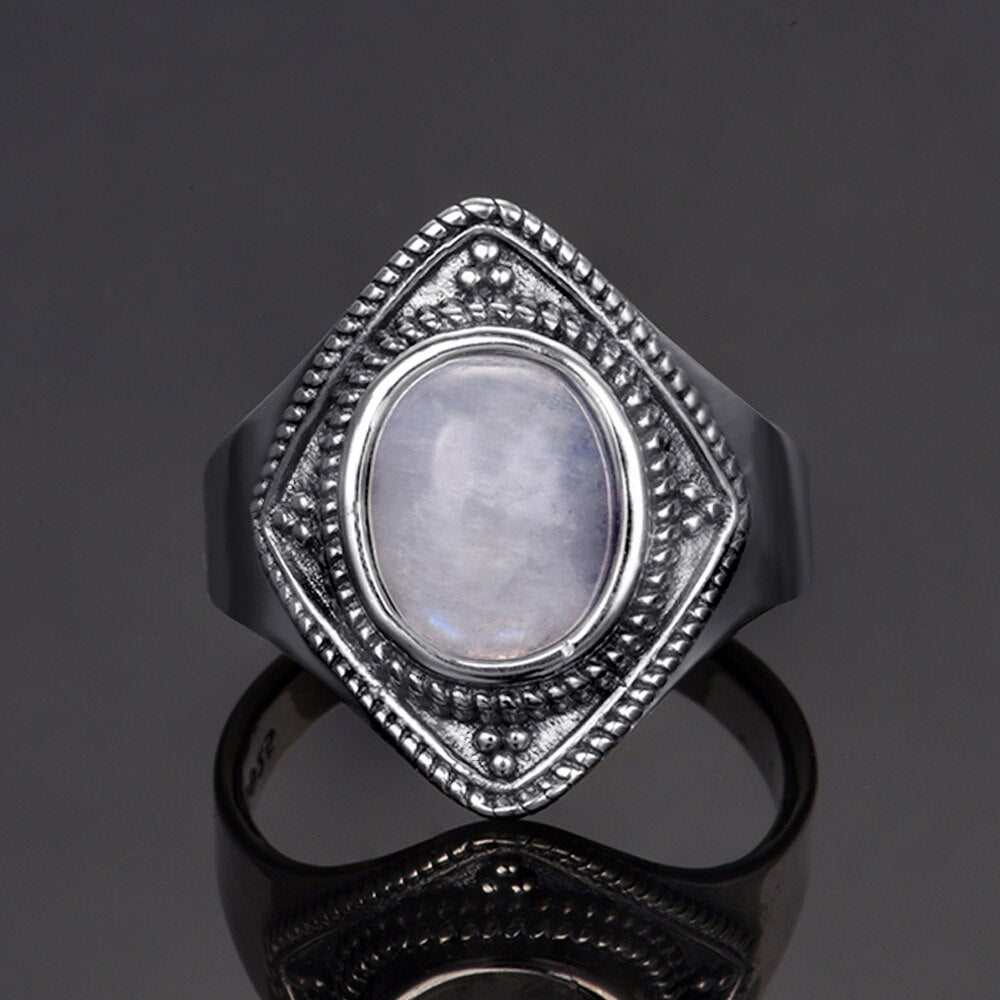 Bague en Pierre de Lune de 8x10mm Bijoux d'âmes