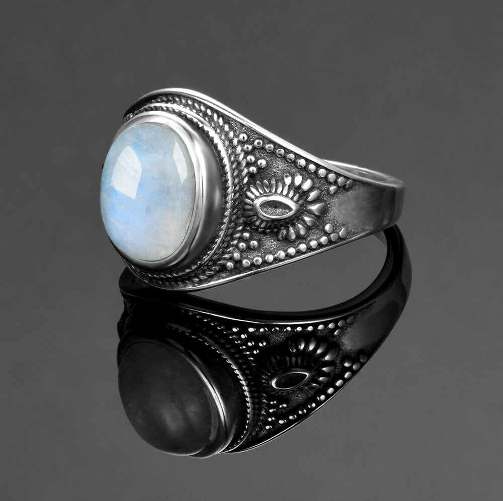 Bague en Pierre de Lune de 8x10mm Bijoux d'âmes