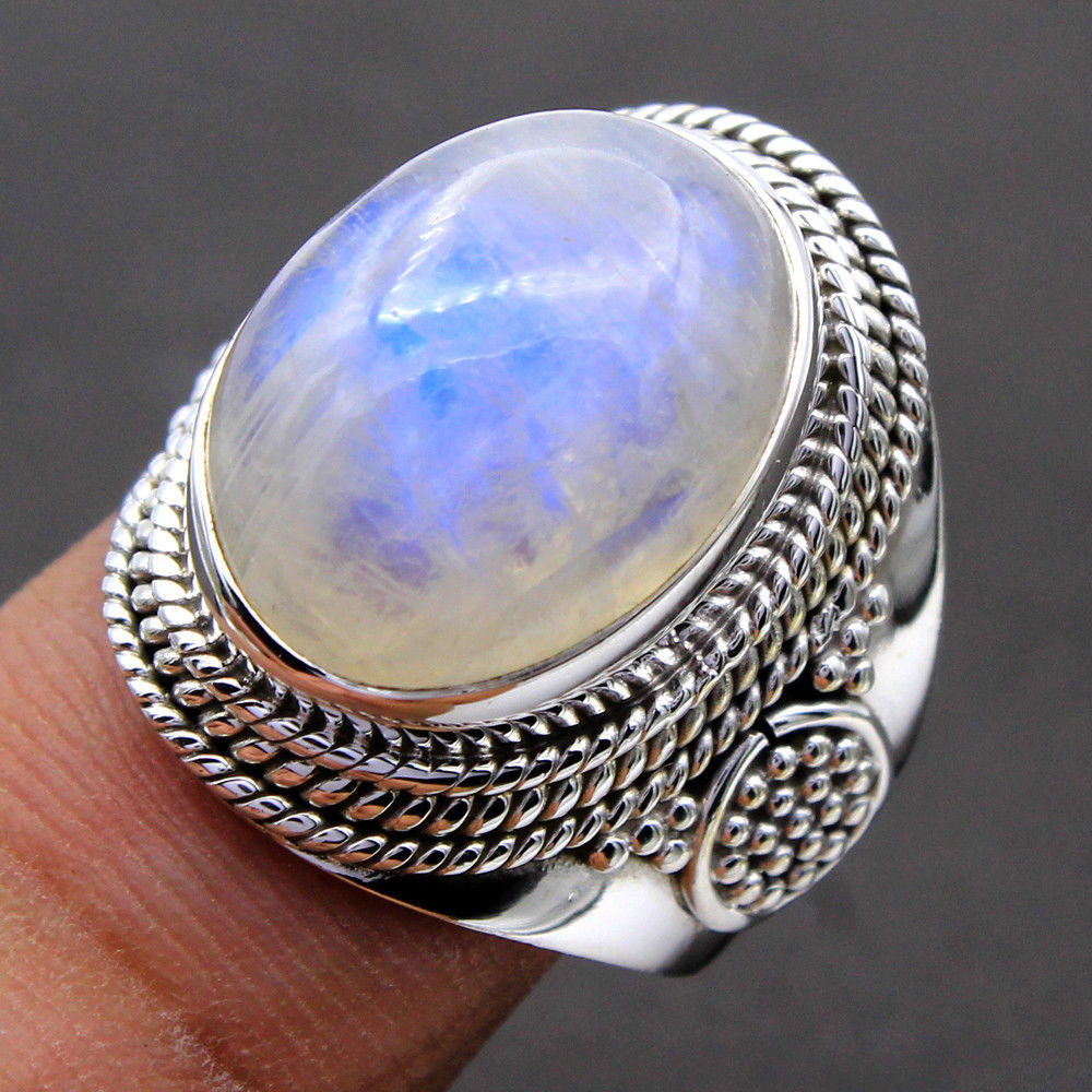 Bague en Pierre de Lune de 10x14mm Bijoux d'âmes