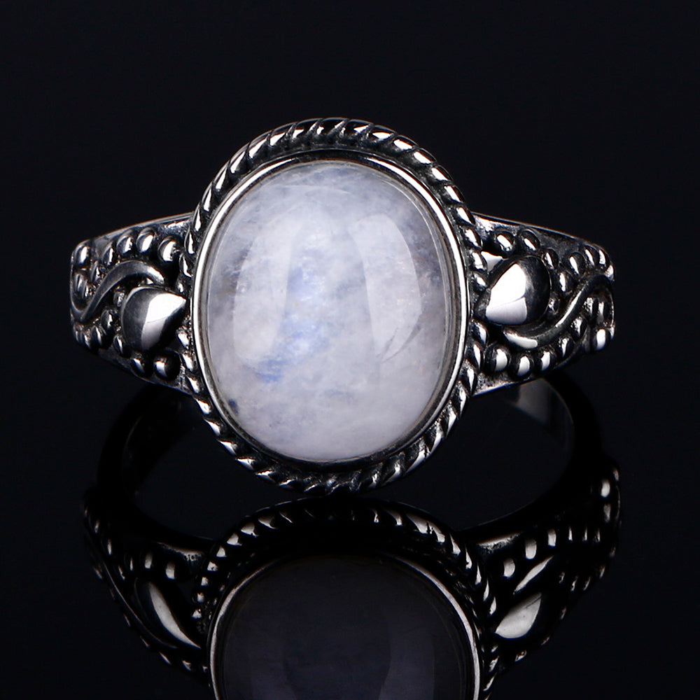 Bague en Pierre de Lune de 10x12mm Bijoux d'âmes