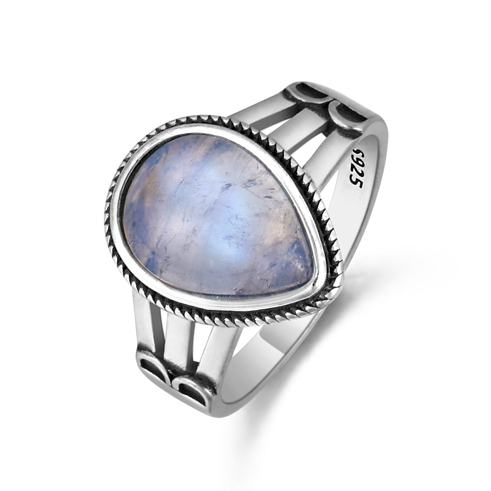 Bague en Pierre de Lune de 9x13mm Bijoux d'âmes