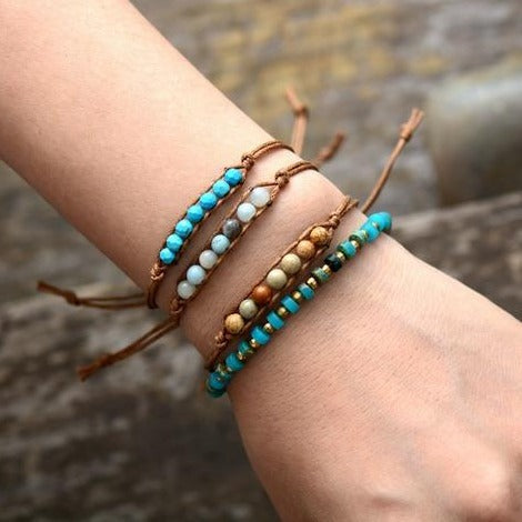 Bracelet wrap "Iaspis" en Jaspe paysage / Amazonite Ma boutique