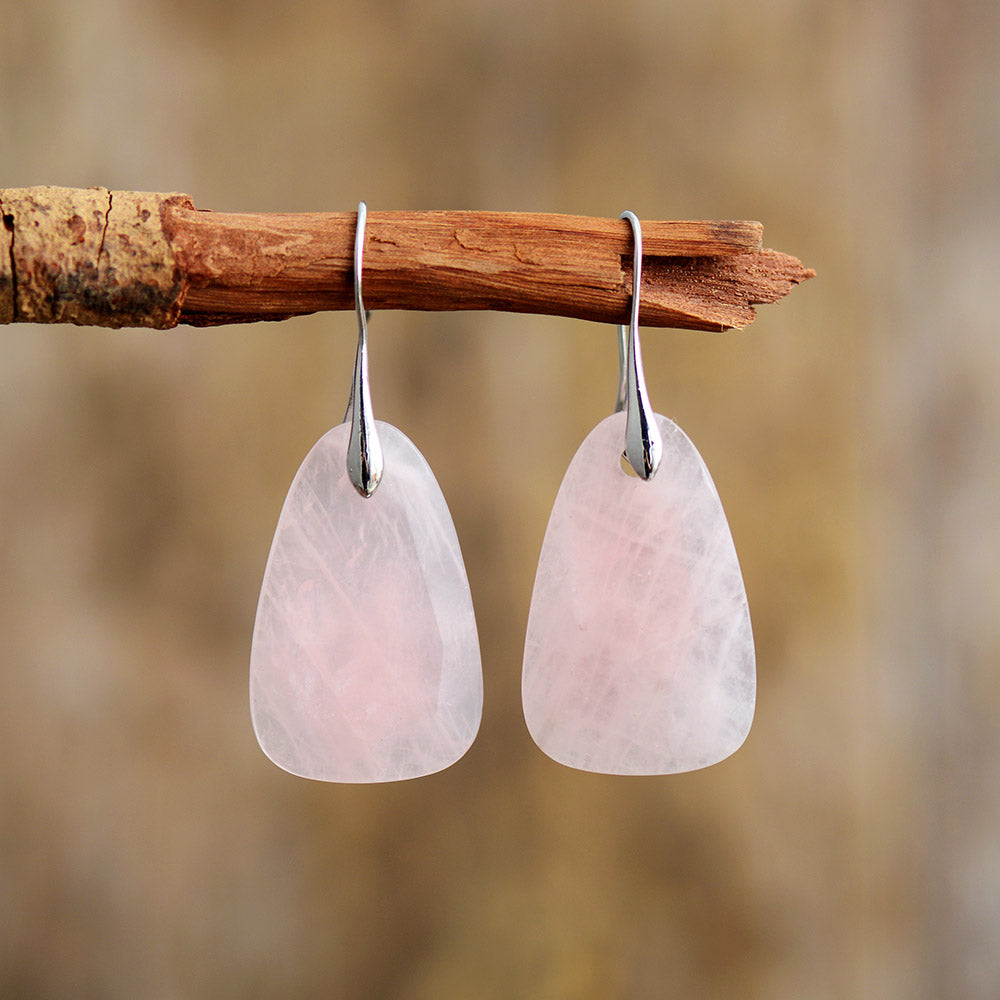 Boucles d'oreilles "Goutte d'eau" en Quartz rose Ma boutique