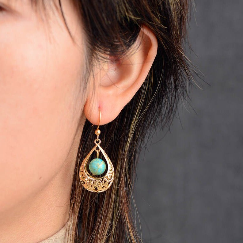 Boucles d'oreilles "Épanouissement" en Turquoise Ma boutique