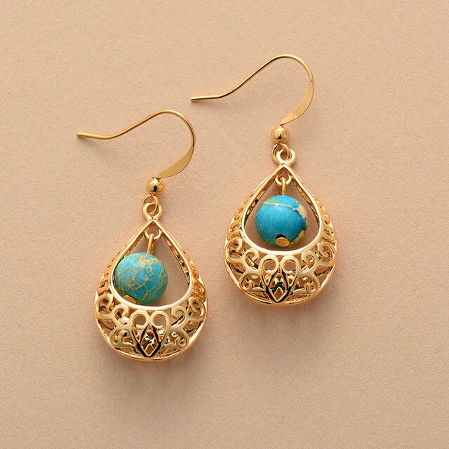 Boucles d'oreilles "Épanouissement" en Turquoise Ma boutique