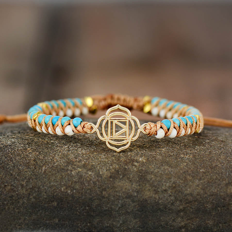 Bracelet wrap "Chakra racine" en Turquoise et Howlite Ma boutique