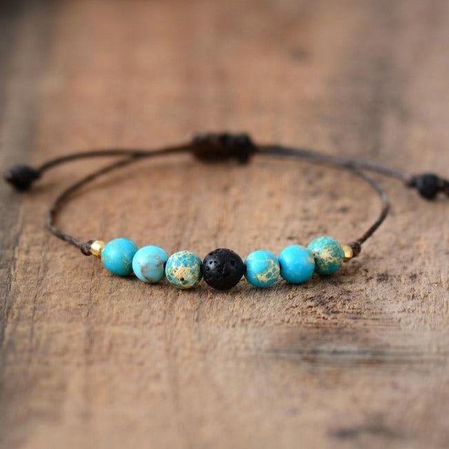 Bracelet "Eclaircie" en Turquoise et Pierre de lave Ma boutique