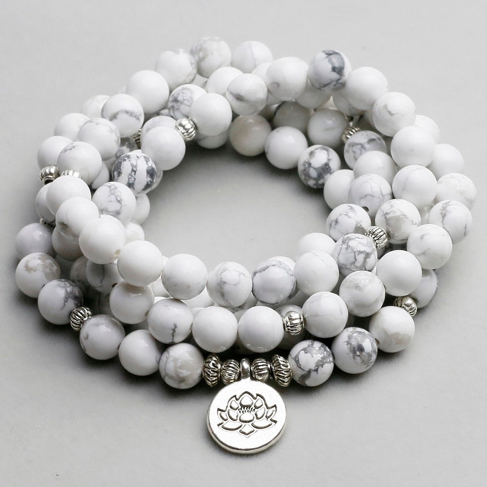 Bracelet mala "Cohérence" en Howlite avec charm Ma boutique