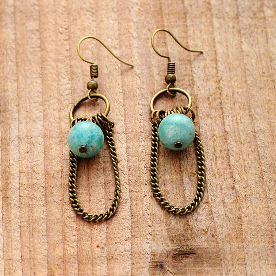 Boucles d'oreilles "Pouvoir" en Amazonite Ma boutique