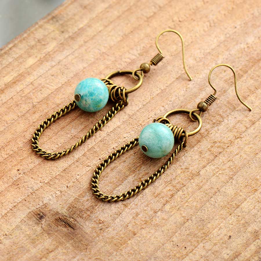 Boucles d'oreilles "Pouvoir" en Amazonite Ma boutique