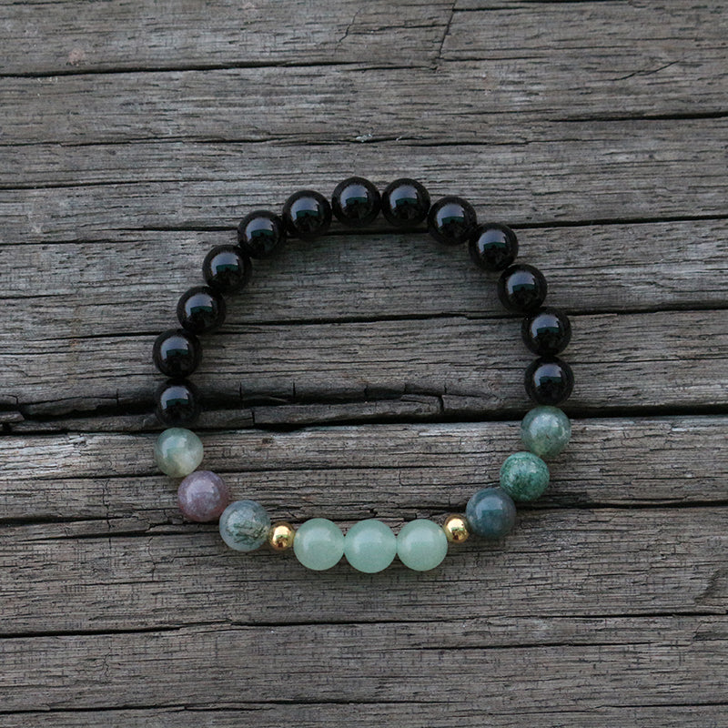 Bracelet Onyx, Agate indienne et Aventurine verte Ma boutique