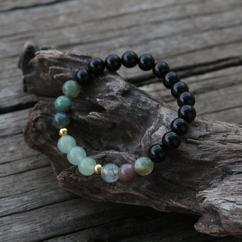 Bracelet Onyx, Agate indienne et Aventurine verte Ma boutique