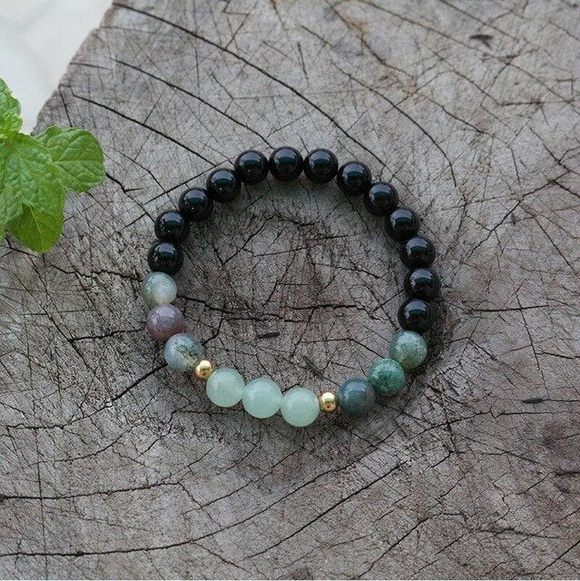 Bracelet Onyx, Agate indienne et Aventurine verte Ma boutique