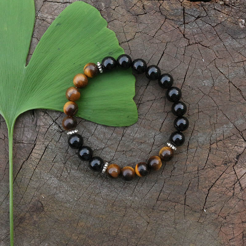 Bracelet "Optimisme" en Œil de tigre et Onyx Ma boutique