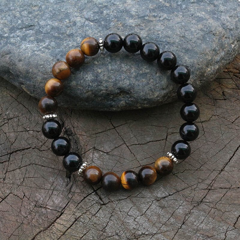 Bracelet "Optimisme" en Œil de tigre et Onyx Ma boutique