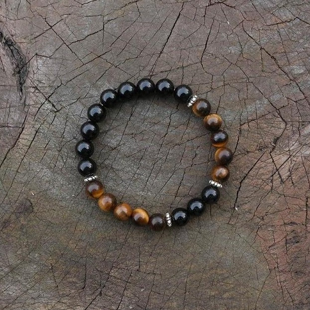 Bracelet "Optimisme" en Œil de tigre et Onyx Ma boutique