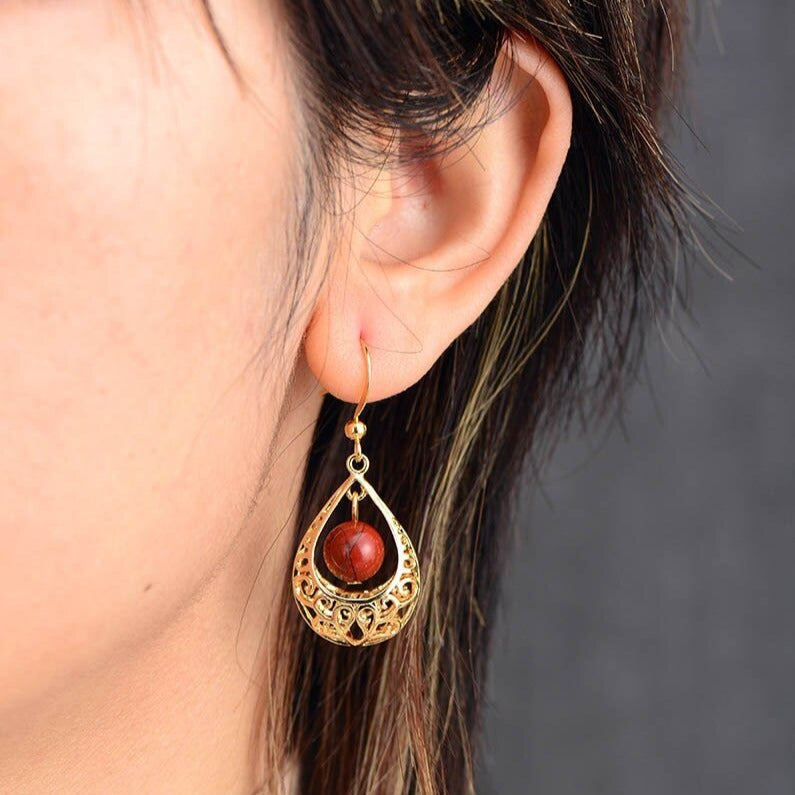 Boucles d'oreilles "Conception" en Jaspe rouge Ma boutique