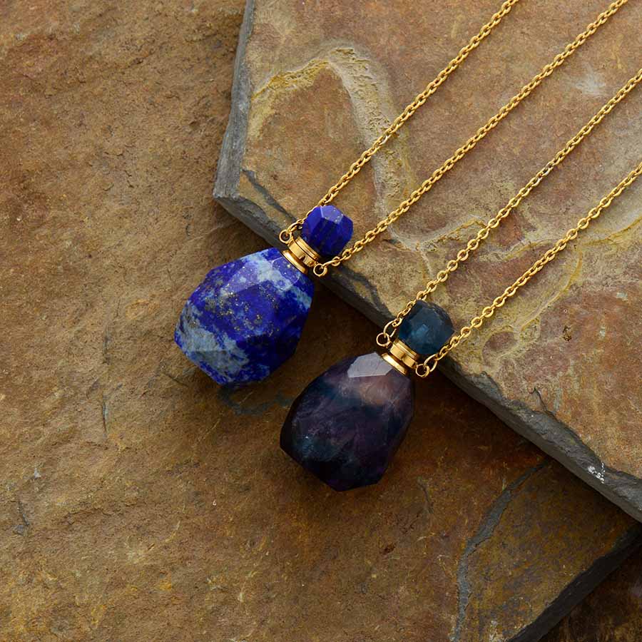 Collier diffuseur de parfum en Lapis-lazuli / Fluorite Ma boutique