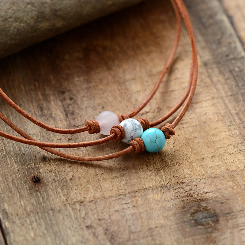 Collier "Succès" en Turquoise / Quartz rose / Howlite Ma boutique