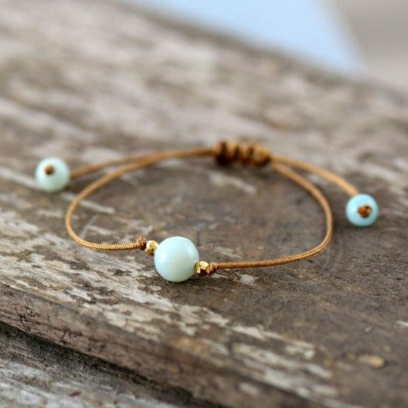 Bracelet "Minimaliste" en Amazonite / Jaspe paysage / Agate noire Ma boutique