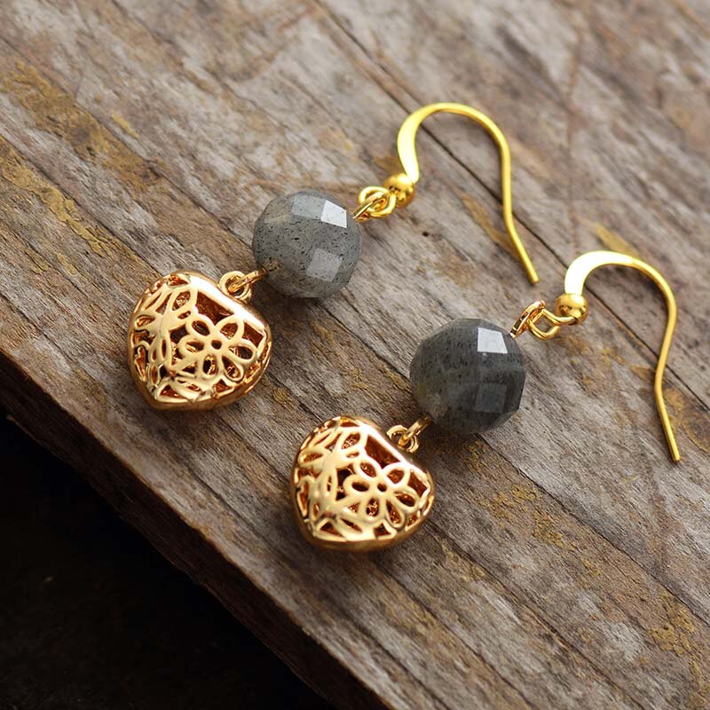 Boucles d'oreilles "Innocence" en Quartz / Labradorite Ma boutique