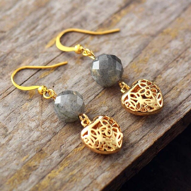 Boucles d'oreilles "Innocence" en Quartz / Labradorite Ma boutique