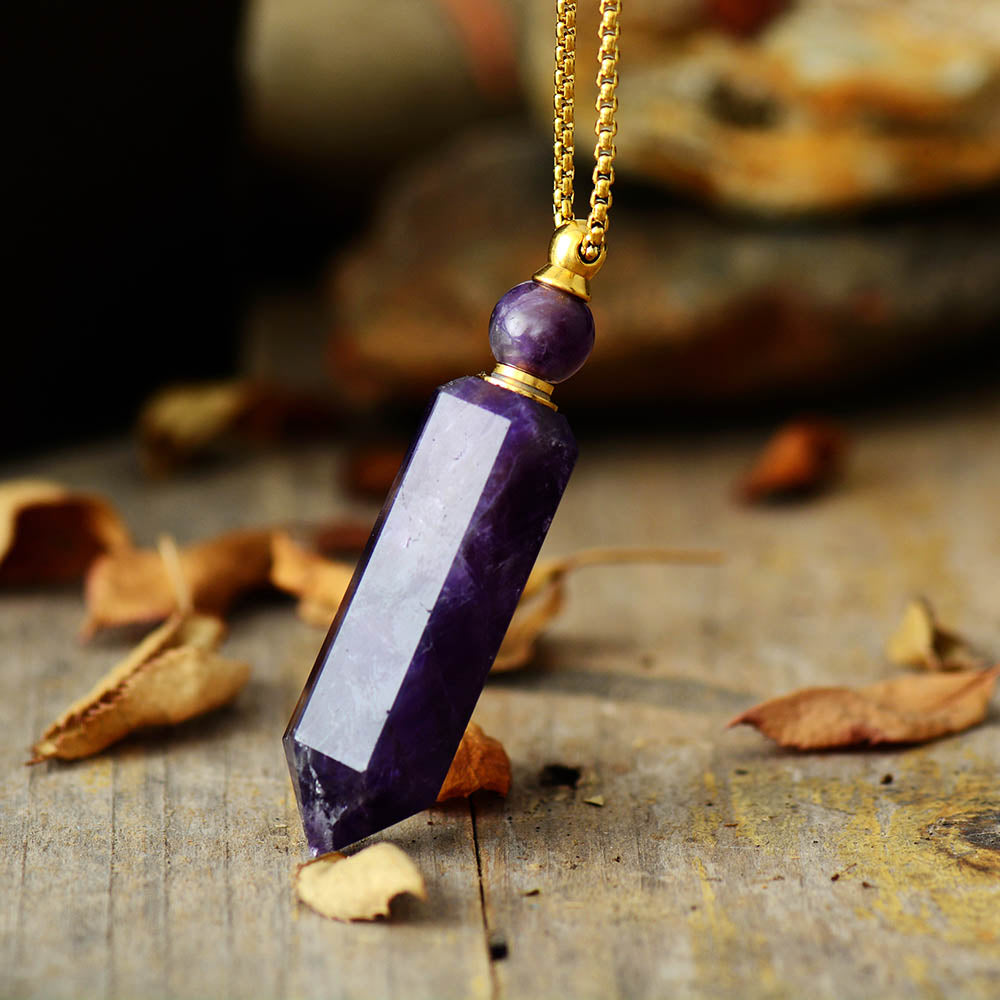 Collier diffuseur de parfum en pierre Améthyste Ma boutique