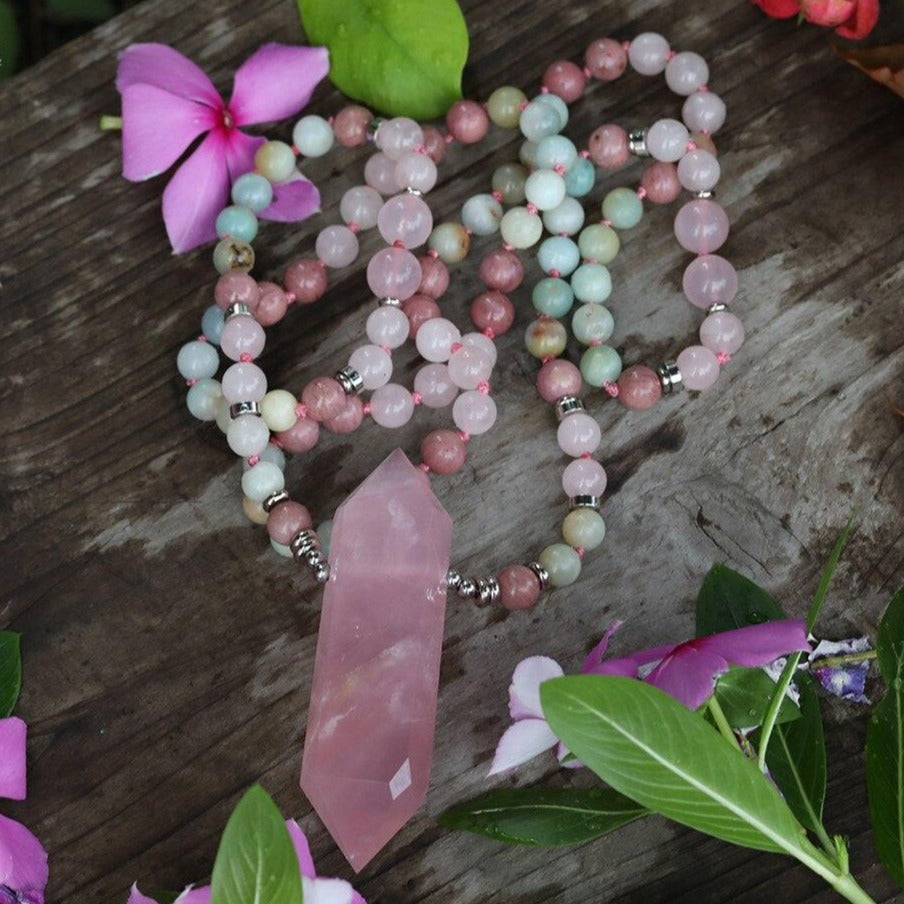 Collier "Affectif" en Quartz rose, Rhodonite et Amazonite Ma boutique