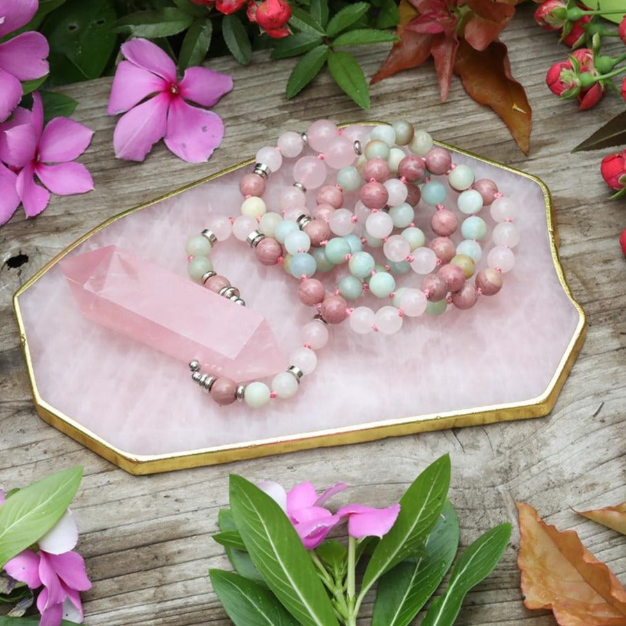 Collier "Affectif" en Quartz rose, Rhodonite et Amazonite Ma boutique