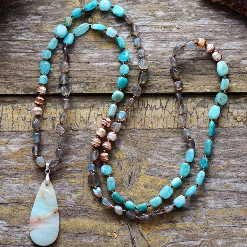 Collier "Union" en Amazonite, Labradorite et Agate Ma boutique